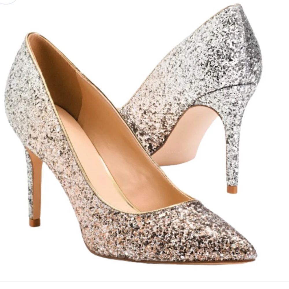 Marc Fisher Darreny Embellished Sparkly Glitter Pumps Heels in Gold NWOB